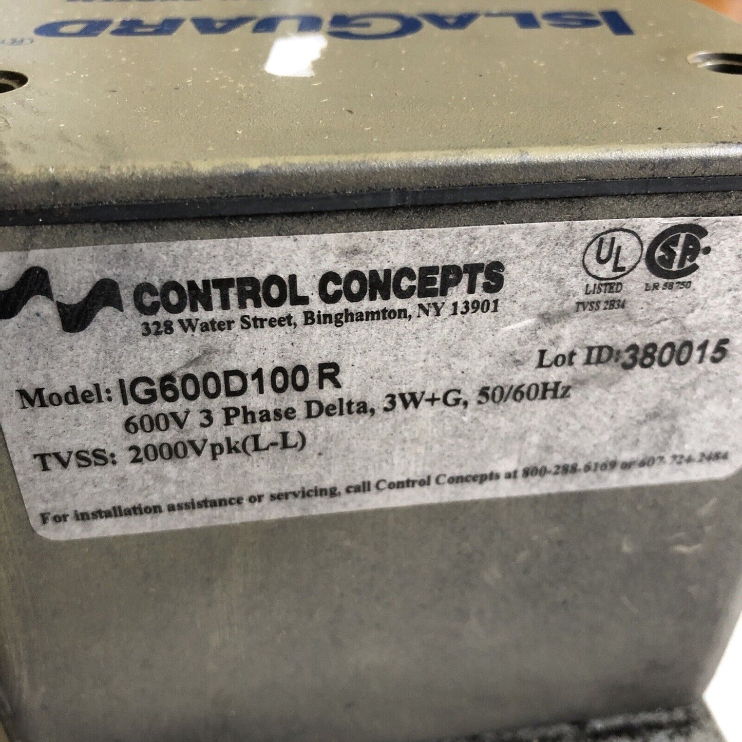 Control Concepts Ig600d100r,380015 Islaguard Surge Suppression System,Bc