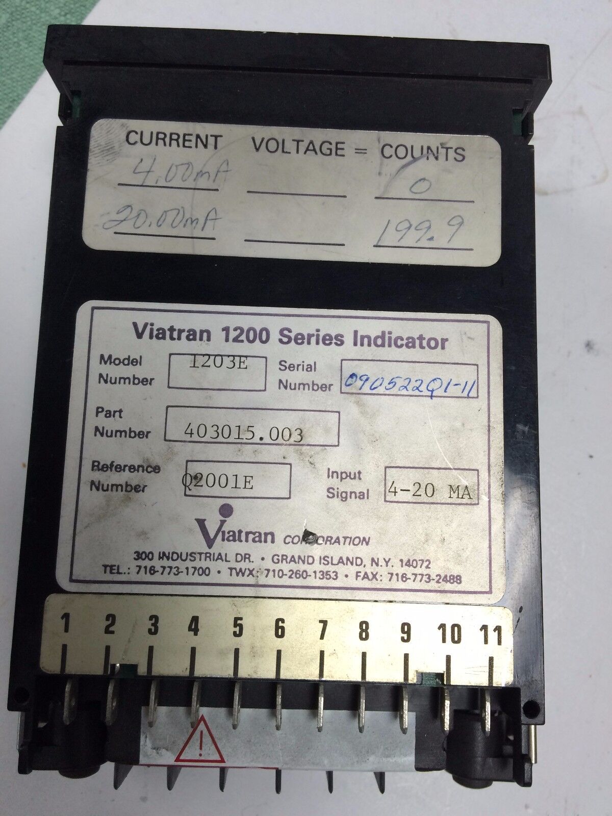 Viatran 1203E Indicator 4-20Ma / Model  403015.003, Cg