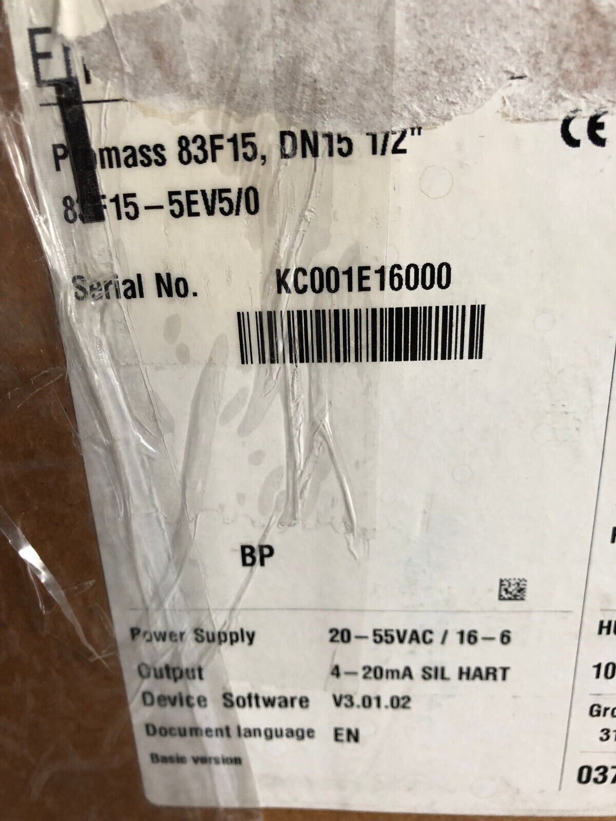 New Endress + Hauser 83F15-5Ev5/0 Promass 83,Promass F,1.7038/19,Dn15 / 1/2",Aq