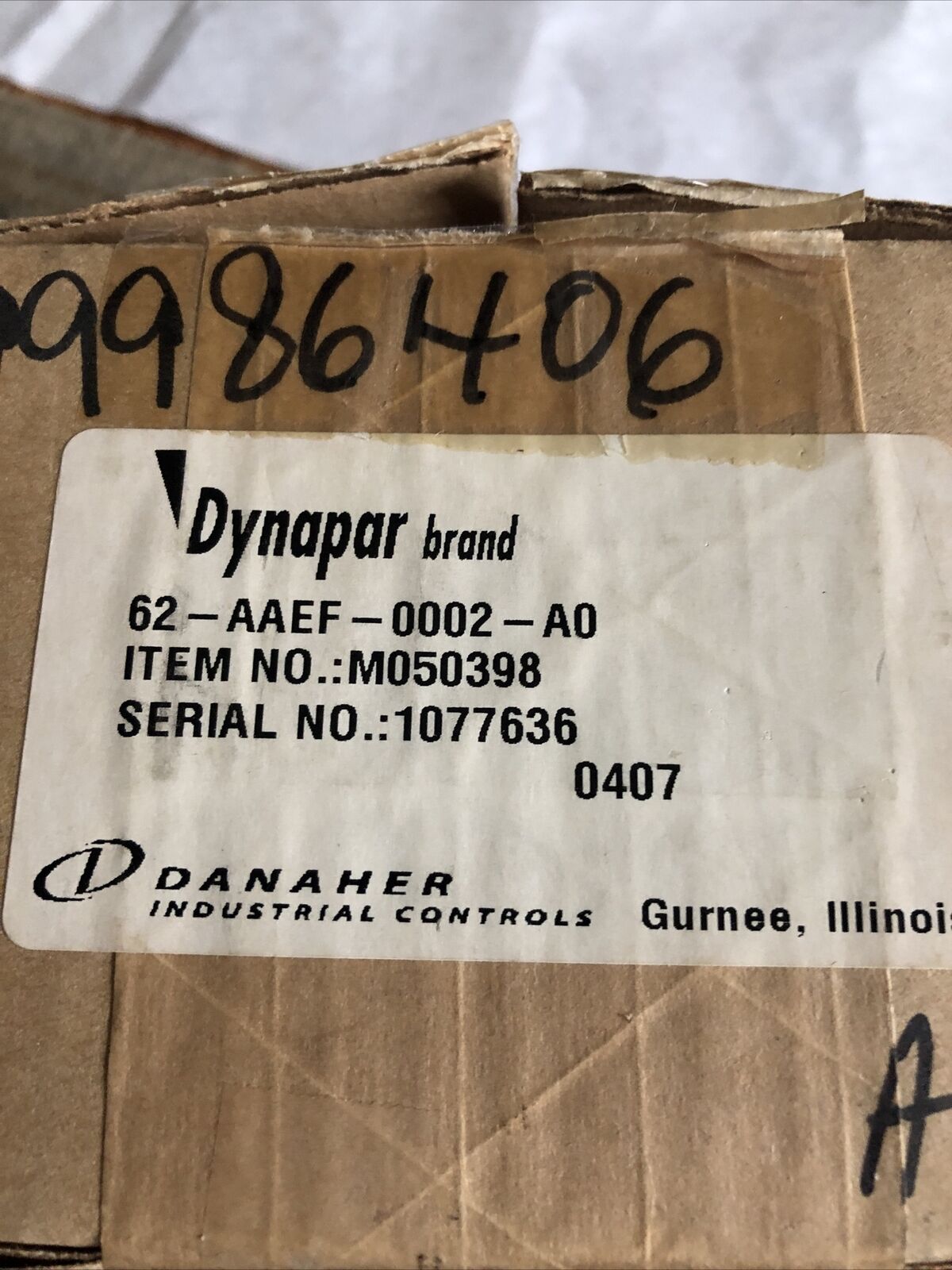 New Danaher Controls 62-Aaef-0002-A0,Dynapar M050398 Encoder Rotary2ppr,Bc
