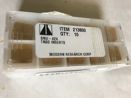New Lot 30 Modern Research Snu-424 Carbide Inserts,Tin 213800  Tn60,Sa