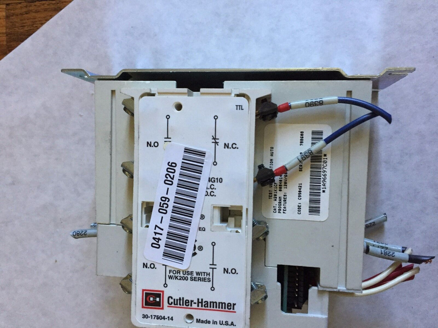 Cutler Hammer W201k1cf Contactor,Cutler Hammer W31 A,30-17966 Size 1, 843Con,Cw