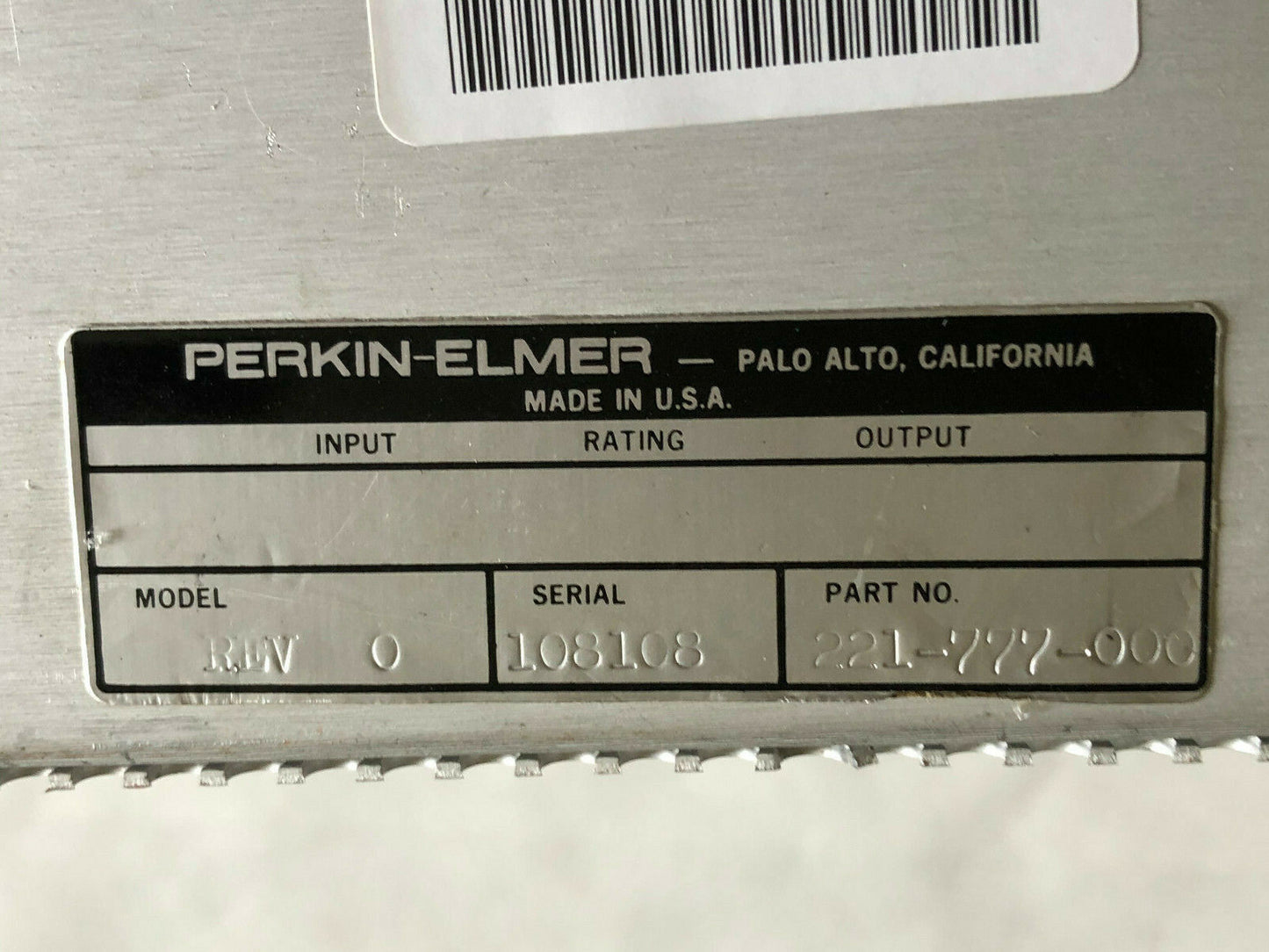 Perkin-Elmer 221-777-000 Rf,Rev 0,Rf Power Stabilizer,Perkin-Elmer Rev O,Sr