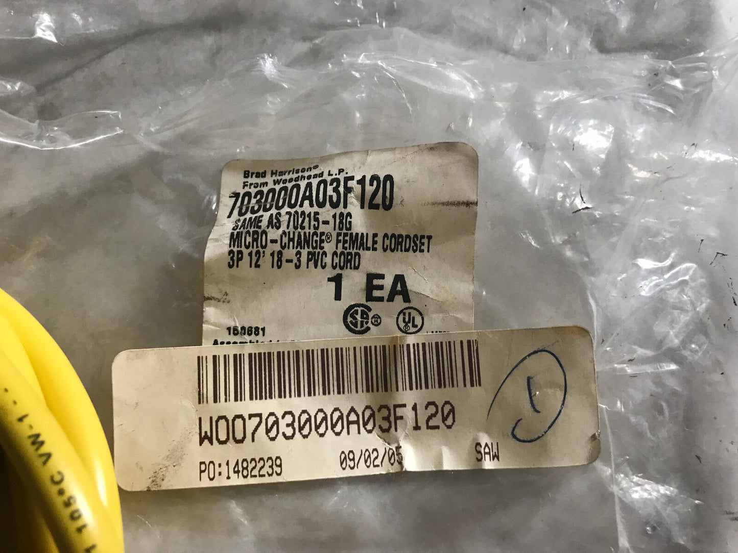 Brad Harrison 703000A03f120 Woodhead Micro-Change Same As 70215-18G,Ag,By