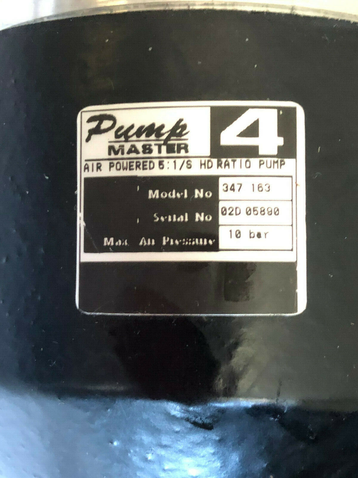 Pump Master 4 347-163 Air Powered 5:1/S Hd Ratio Pump,347.163,347,153,10Bar,Tj