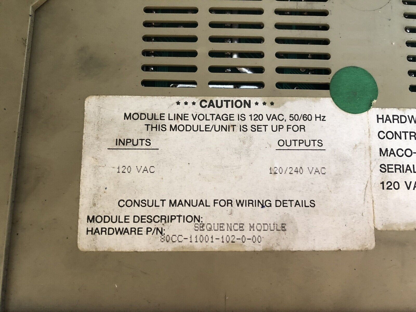 Colman Maco Pac Seq.Mod,80Cc-11001-102-0-00  81Zz-02000,81Cc101057f1000,Dk