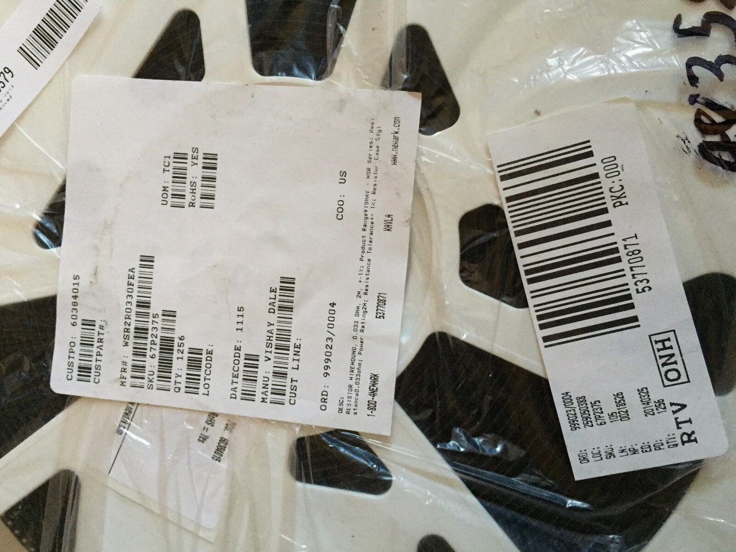 New Lot 1,250 Vishay  Wsr2r0330fea Resistor Wirewound, 0.033 Ohm, 2W,Eg