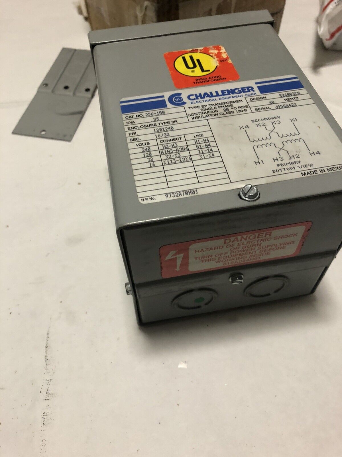 New 256-1B0 Challenger Transformer 1Ph 120/240V 60Hz .25Kva,S26003ch,120X240,Ez