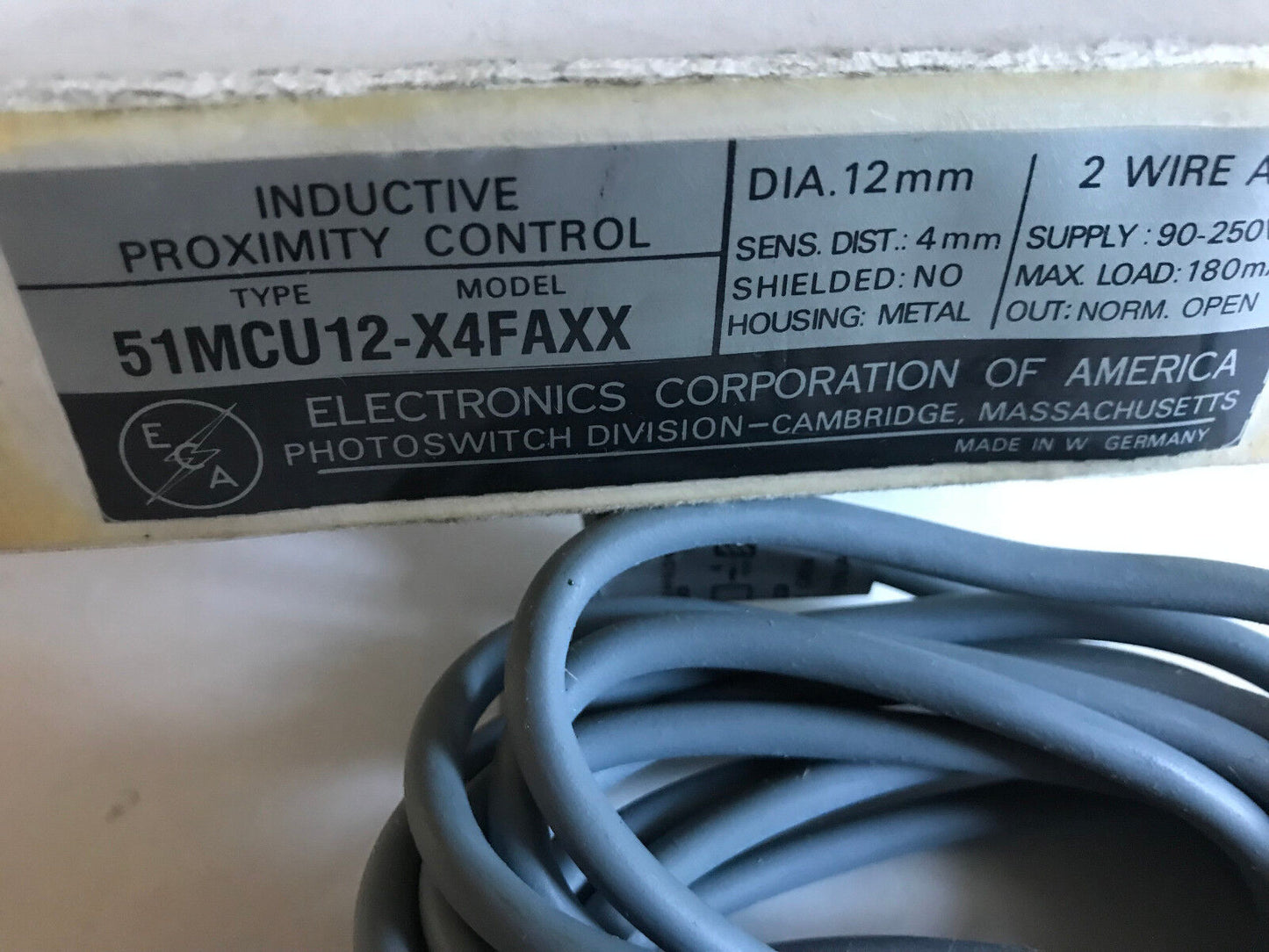 New Eca Photoswitch Electronics 51Mcu12-X4faxx Inductive Proximity Sensor,Su
