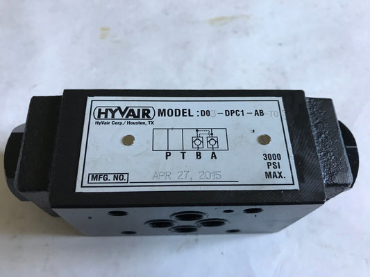 New Hyvair D03-Dpc1-Ab-70 Modular/Stackable Valves. 3000Psi,Aj