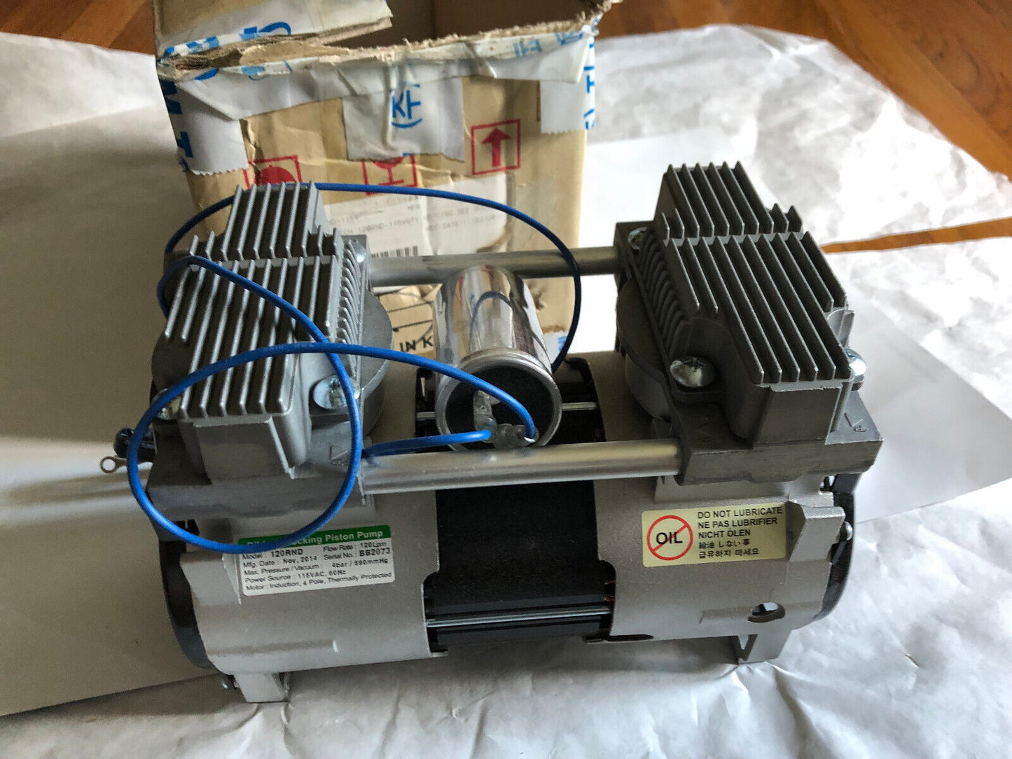 New G&M 120Rnd Oil-Less Rocking Piston Pump. 115Vac 4Bar,120Rnd-115V,An