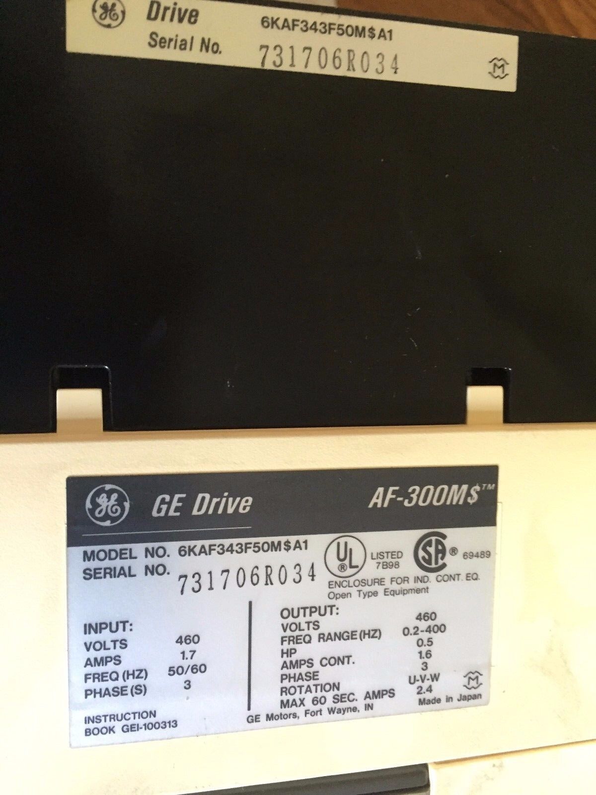 New G.E. 6Kaf343f50m$A1 Drive, 1/2Hp,3Ph,460V,Ge Drive Af-300 Micro,Af-300M$,Sj