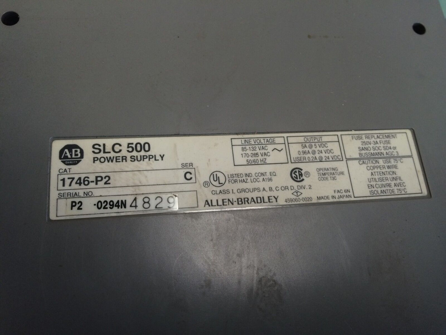 Allen Bradley 1747-L511 Slc 5/01 Plc System 1747-L511, 1746-P2, 1746-A4, Bv