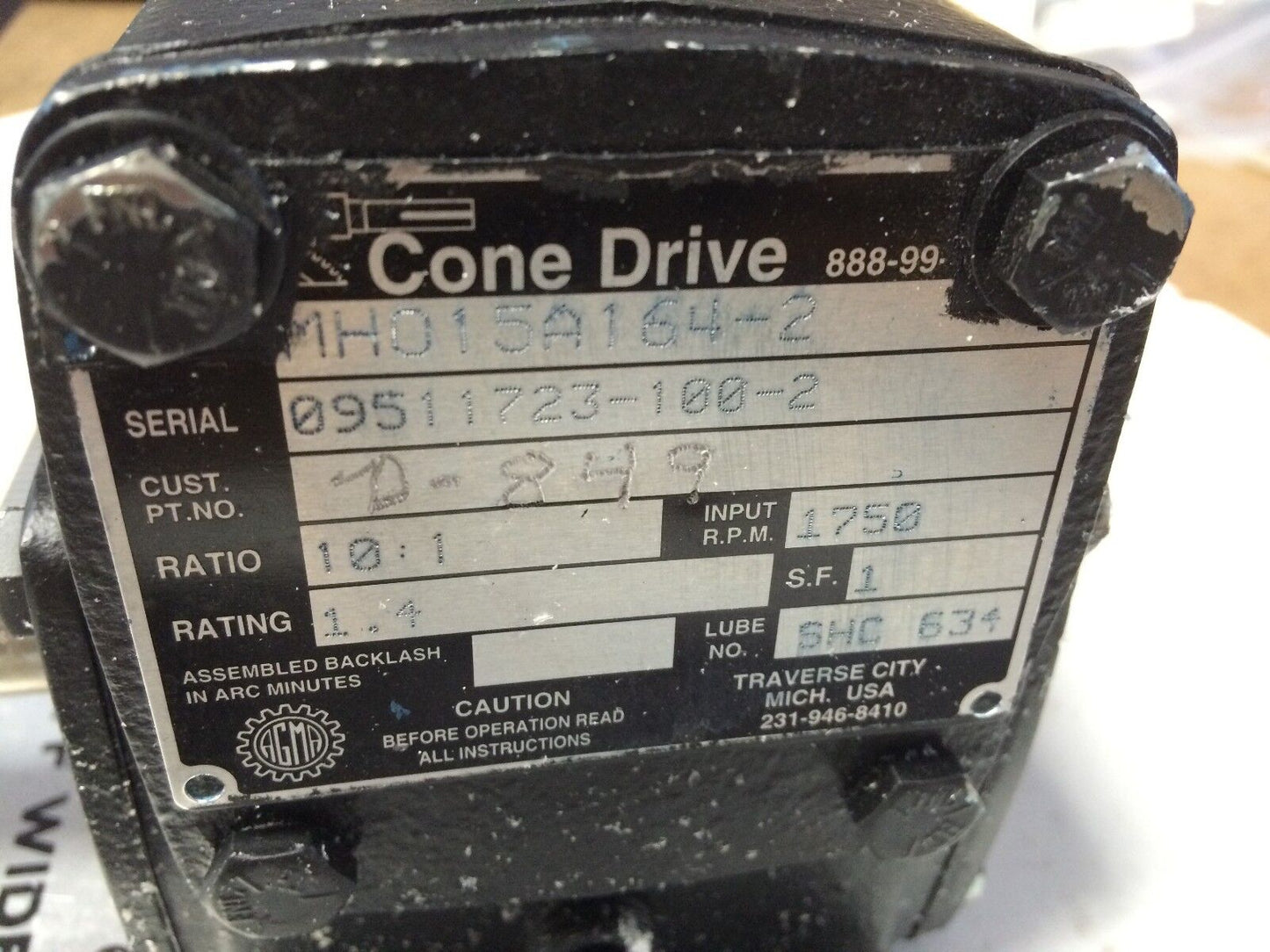 New Conedrive Mh015a164-2 Angle Gear Reducer,10:1 Ratio,D-849,15-M20-48-A,Bw,Tm
