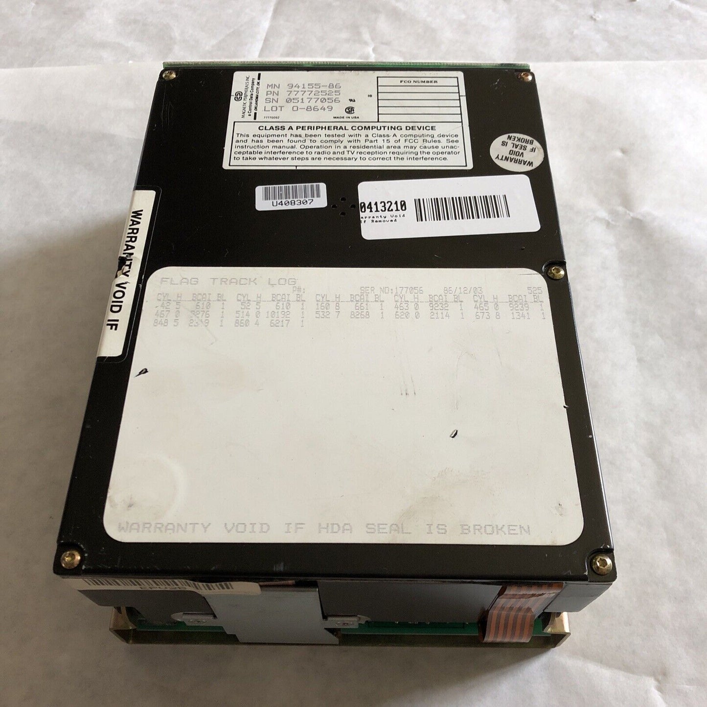 New Control Data 94155-86,77772525 Megnetic Hard Drive 72Mb 5.25Inch,Ct