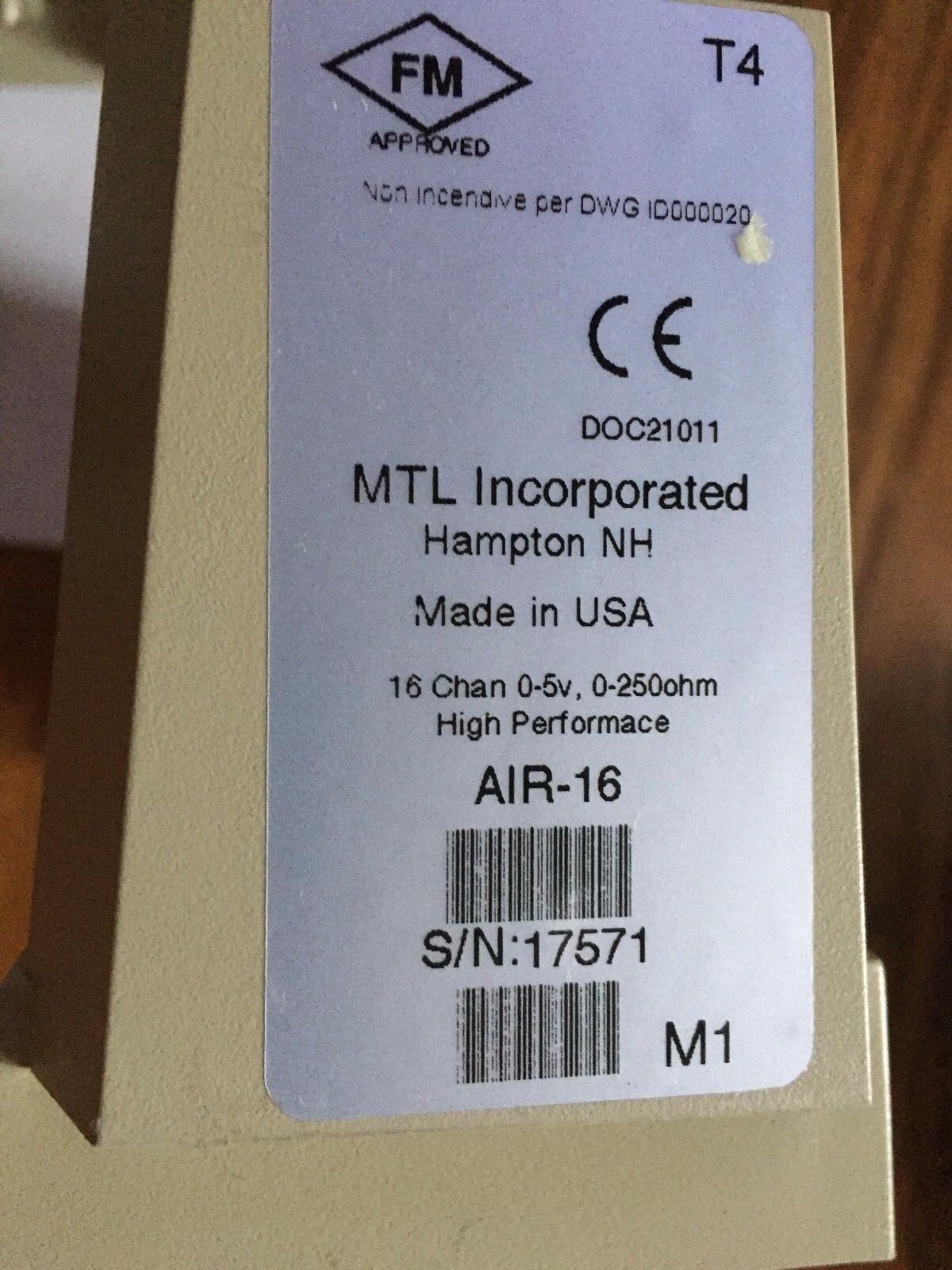 Mtl Air-16-Ep2, Ltd Analog Input,16 Chan 0-5V,250Ohm,Air-16,Es