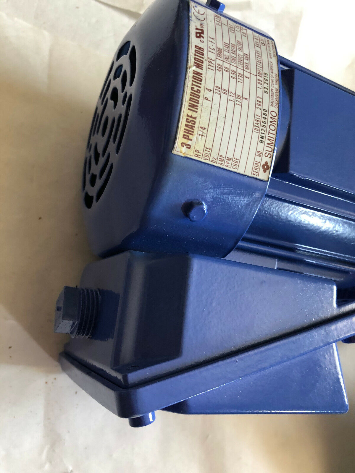 New Sumitomo Cnvm02-6105Yb-119,Pa247876 3-Phae Induction Motor,1/4Hp,Ratio119,Fe