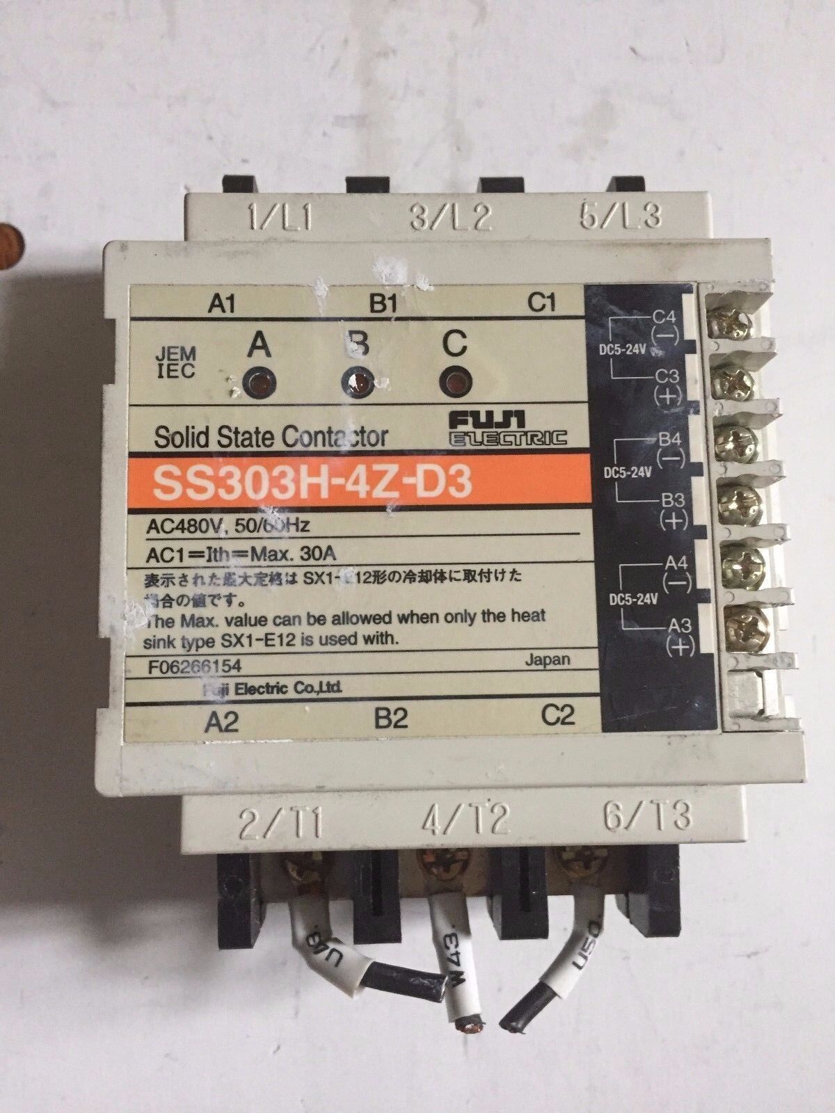 Fuji Electric Ss303h-4Z-D3 ,30A Solid State Contactor Ac480v,Br