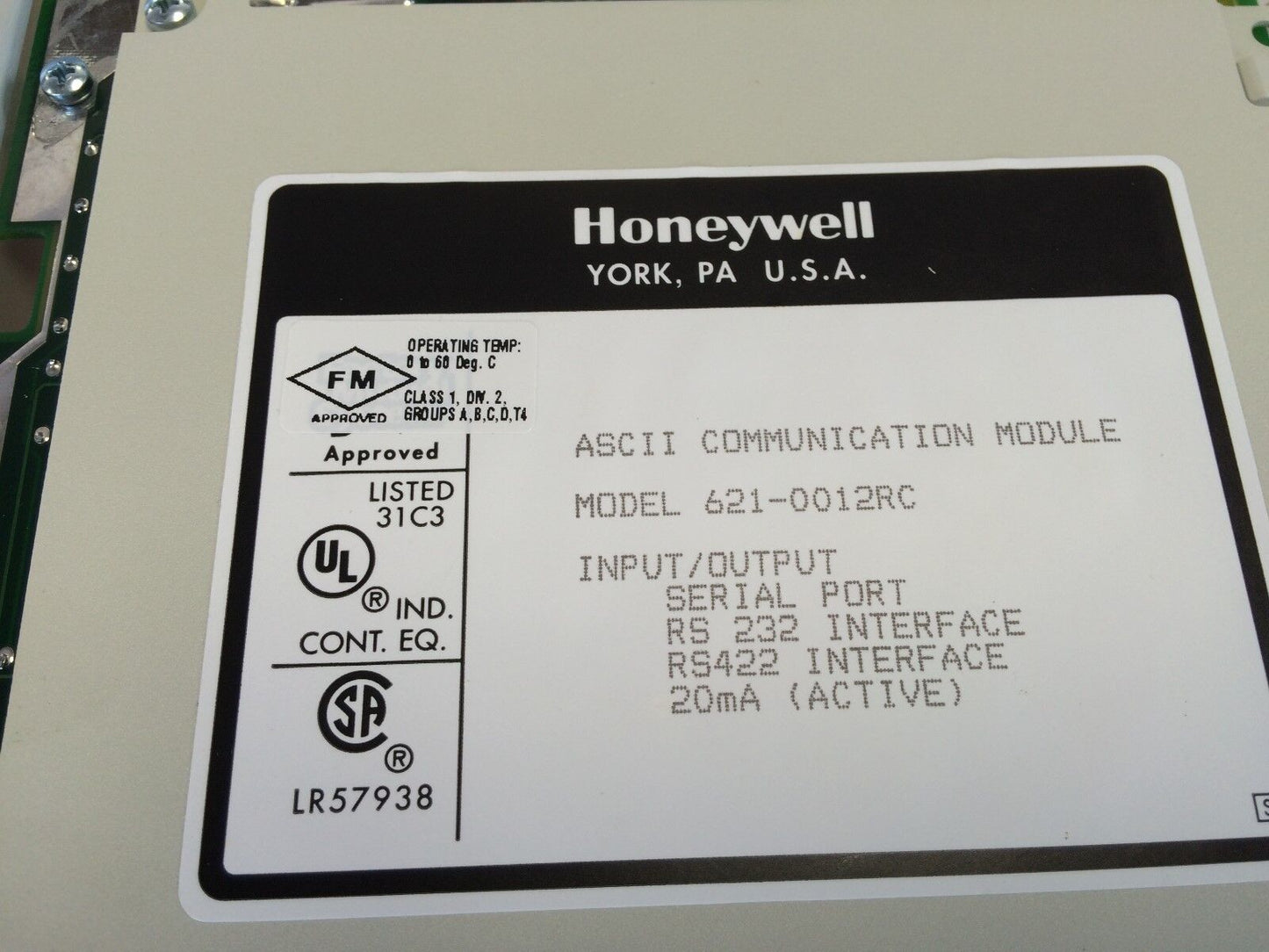 New Honeywell Communication Module Ascii 621-0012 Rc,Comm Module,De