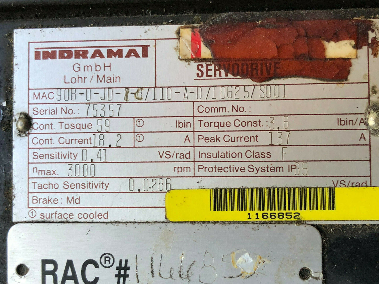 Indramat Mac 90B-0-Jd-2-B/110-A-0/I0625/S001 Servo Motor,Servodrive,Mac 90B,Td