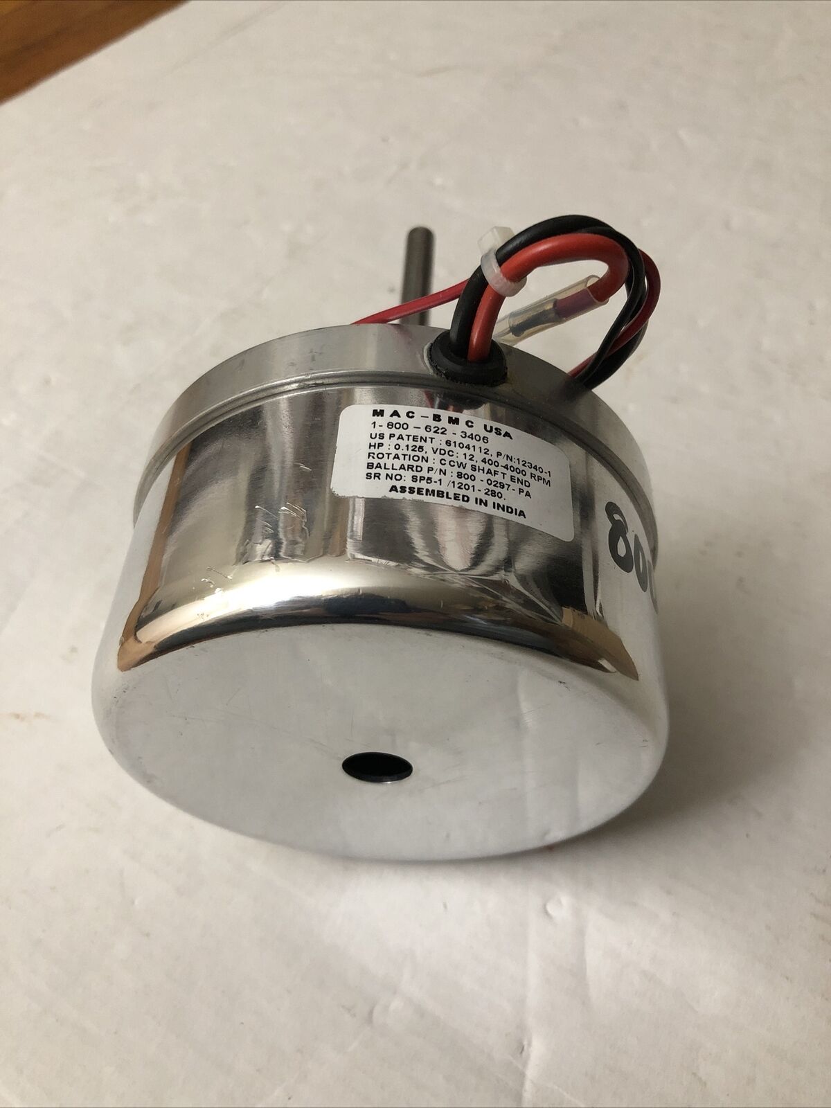 Mac-Bmc 12340-1 Motor 12Vdc 4000Rpm Brushless Ccw Rotation Shaft,800-0297-Pa,Cw