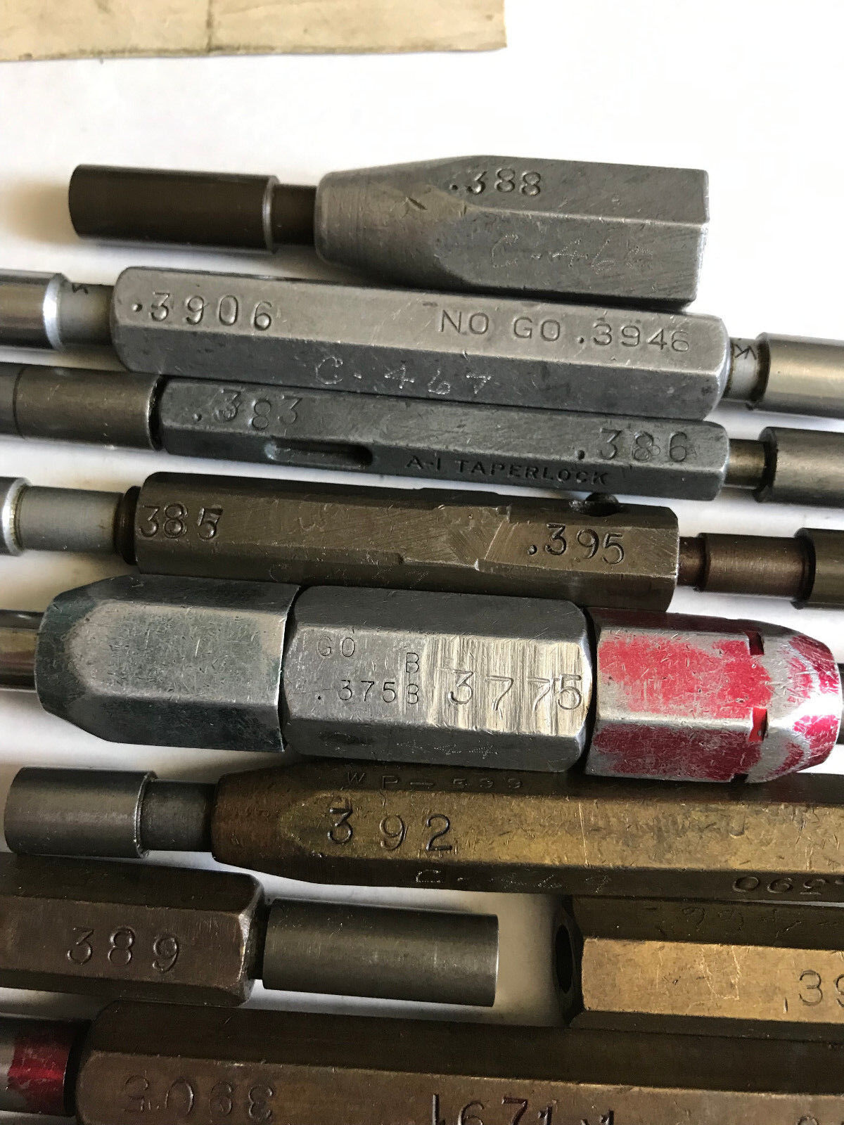 Mixed Lot Go No Go Plug Gage,.385" Thru .3757,.3773,.383,.383,.386,.385 .395,Es