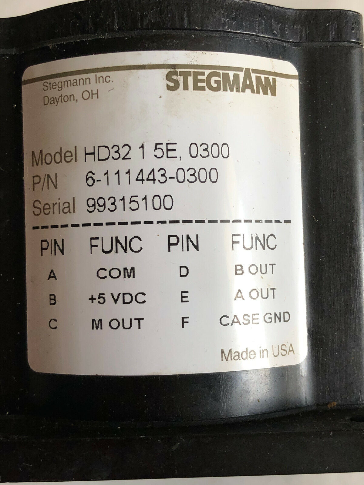 New Stegman Hd32 1 5E,0300,6-111443-0300 Rotary Encoder,Shaft Diameter 3/8",Ew