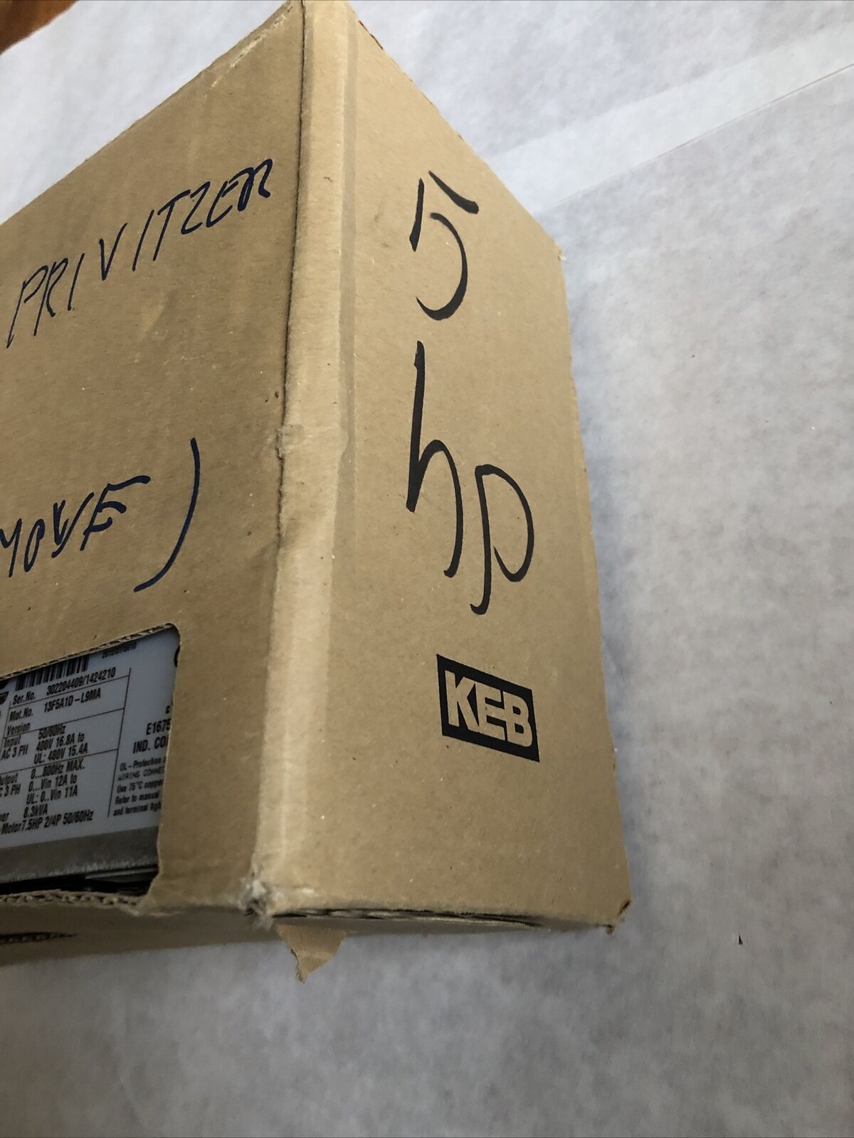 New Keb 13F5a1d-L9ma Combivert F5 Drive Power 8.3Kva Ac 7.5Hp 2/4P ,Dg