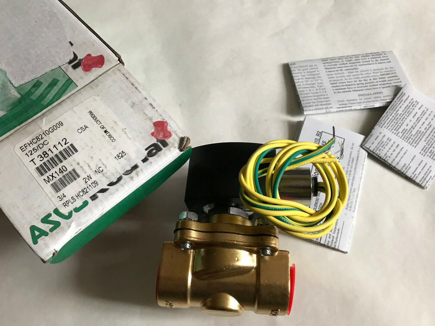 New Asco Efhc8210g009,302376 Solenoid Valve Mx140 250Vdc Red Hat Control 3/4",Aw