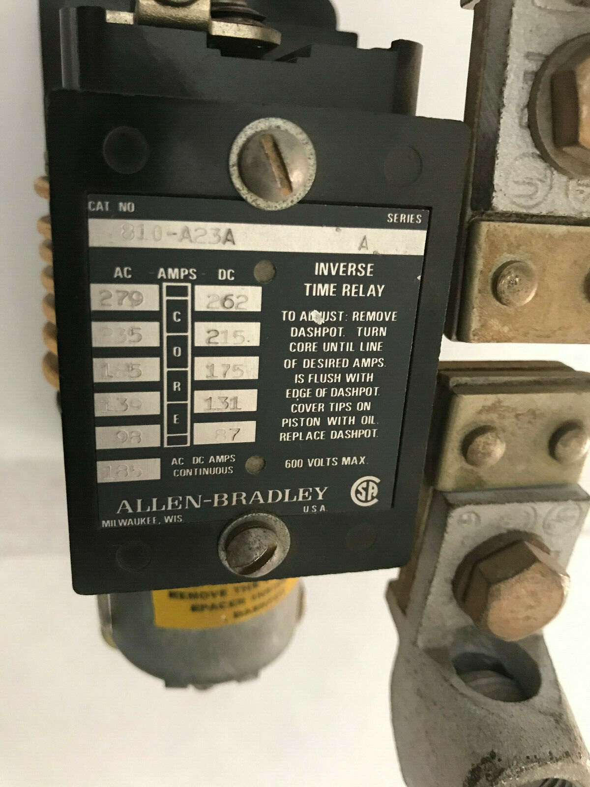 New Allen Bradley 810-A23a Inverse Time Current Relay Bulletin 810,185A,Cs,Sn,Eu