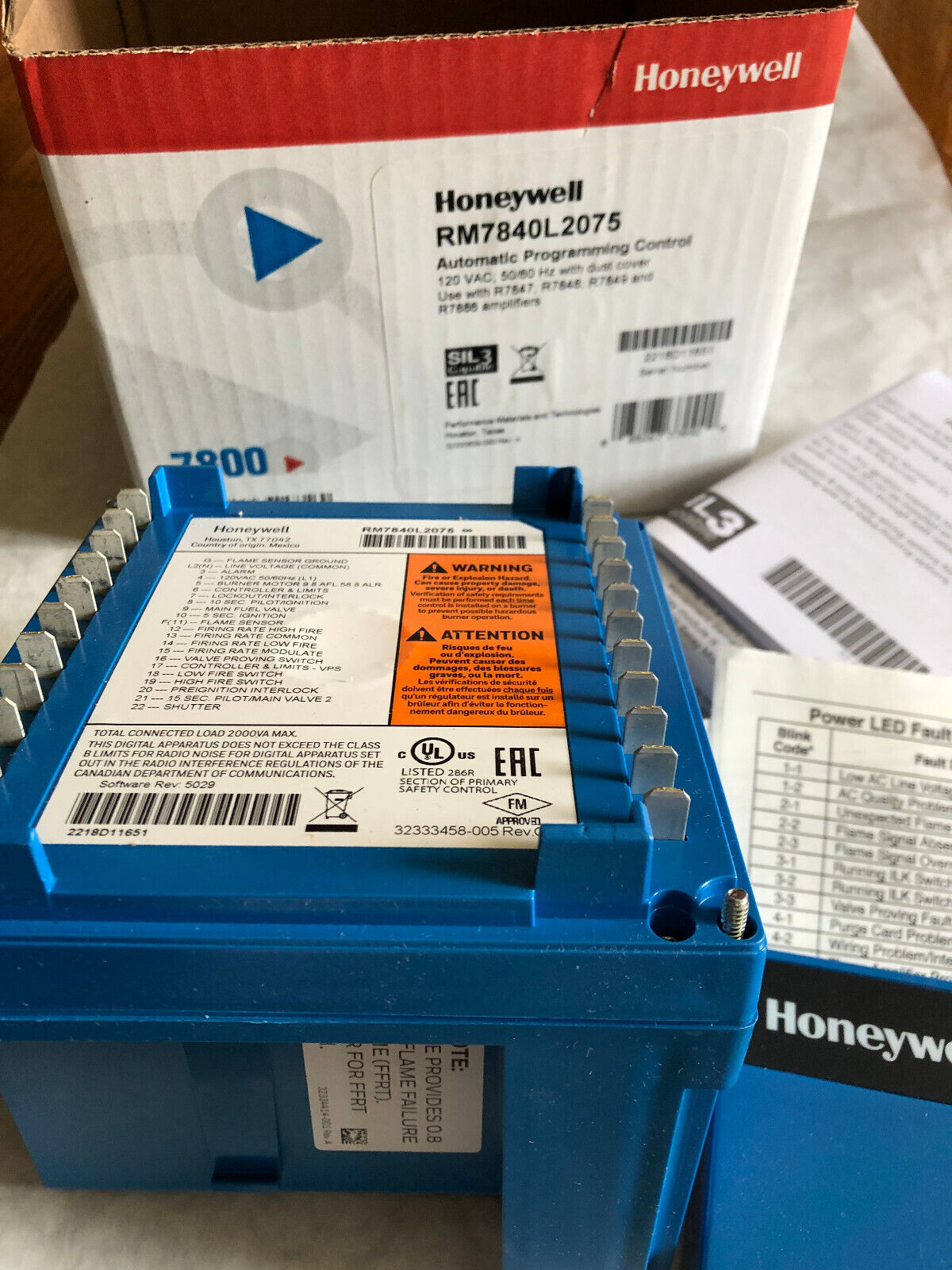 New Honeywell Rm7840l2075 Automatic Burner Control 7800 Series,Rm7840 L 2075,Bw