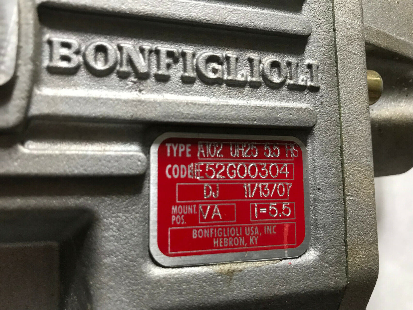 Bonfiglioli A102-Uh25-5.5-Hs,Gearbox,1-5.5,Code 1E52g00304,Ai02 Uh25 5.5 Hs,So