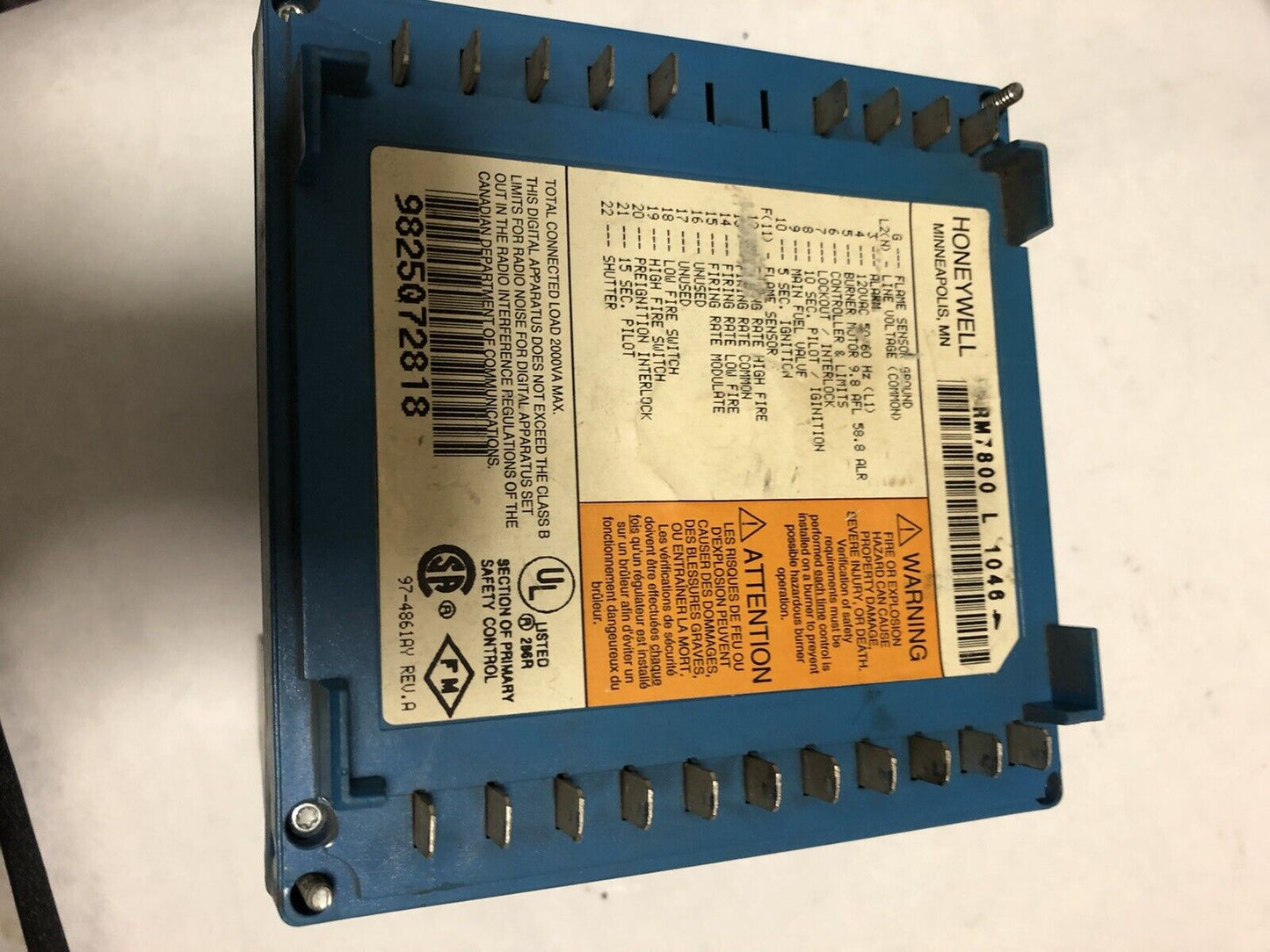 Honeywell Rm7800l1046 Burner Control Rm7800 L 1046,En