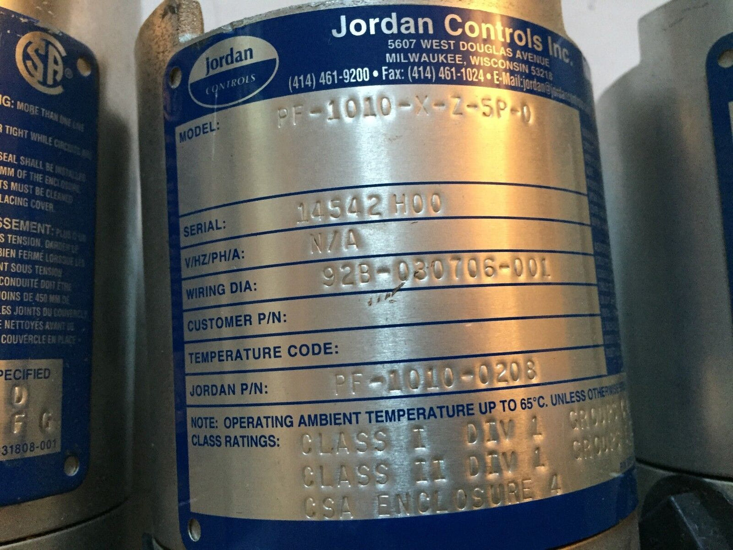Jordan Controls Pf-1010-X-Z-5P-0,Pf-1010-0208 Rotary Sensor, Pf-1010-X-Z-Sp-0,Bc