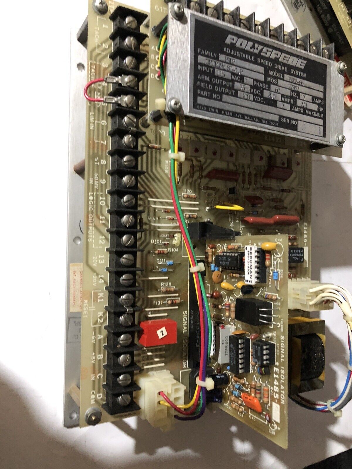 Polyspede Prd2 Prd2-66 Ac Drive,Option Si-1 E1489-01,P,Isolator Card E1485-01,To