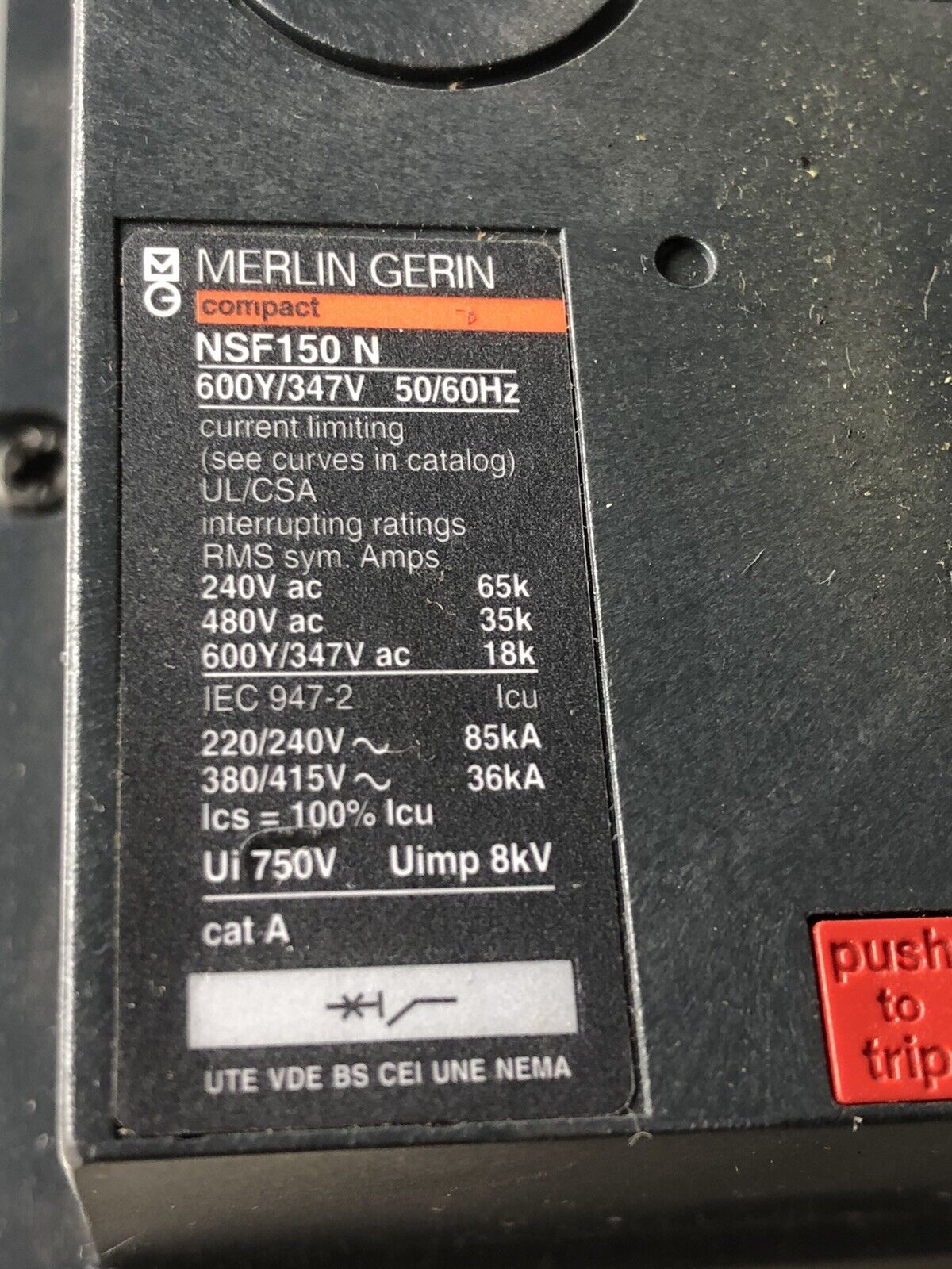 New Merlin Gerin Nsf150 N Circuit Breaker, 150 A, 3-Pole, With Handle,Bs