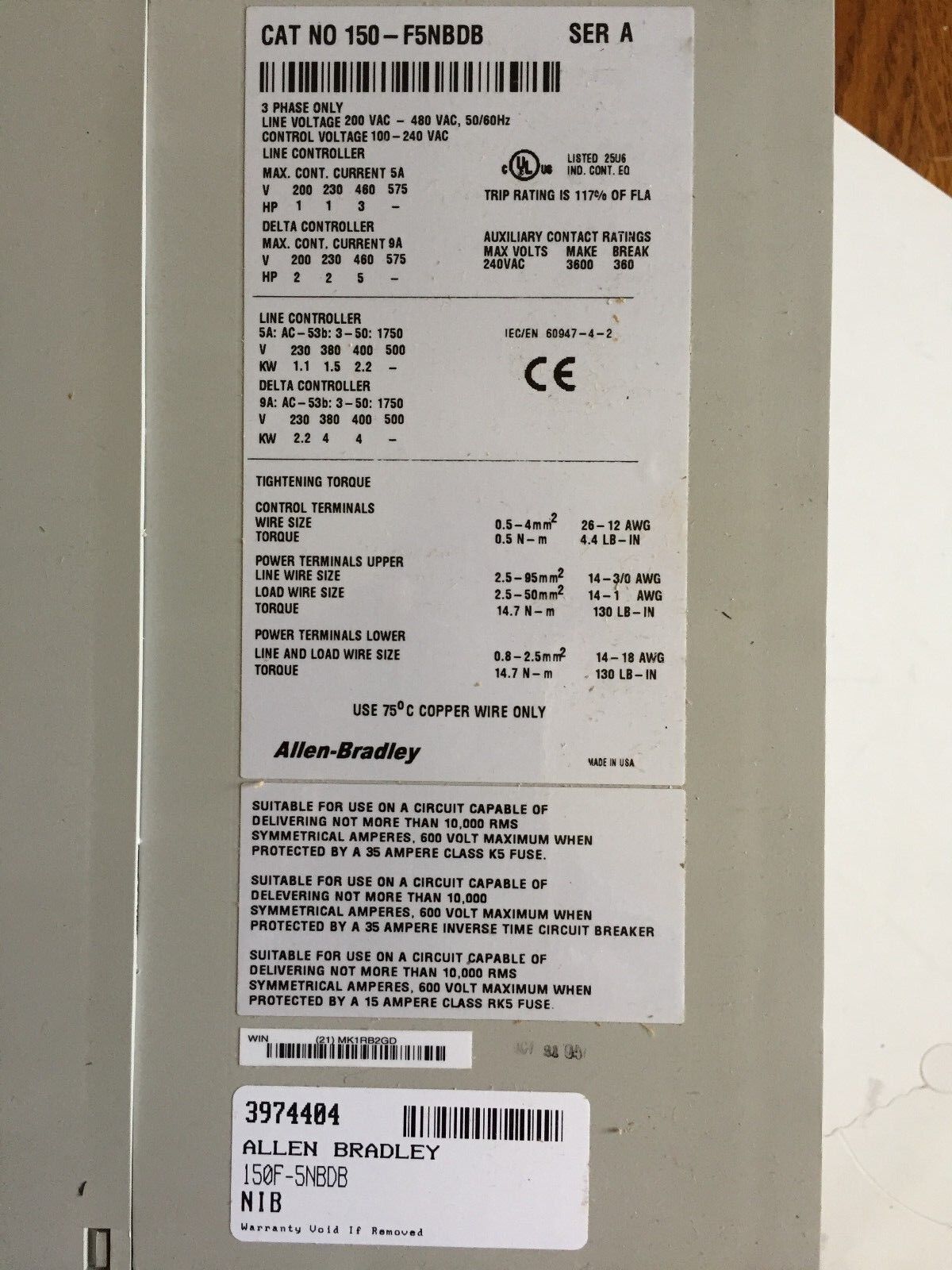 New Allen Bradley 150-F5nbdb Ser A Drive Smc-Flex Open 5Amp 0.5-3Hp 460Vac,Ed