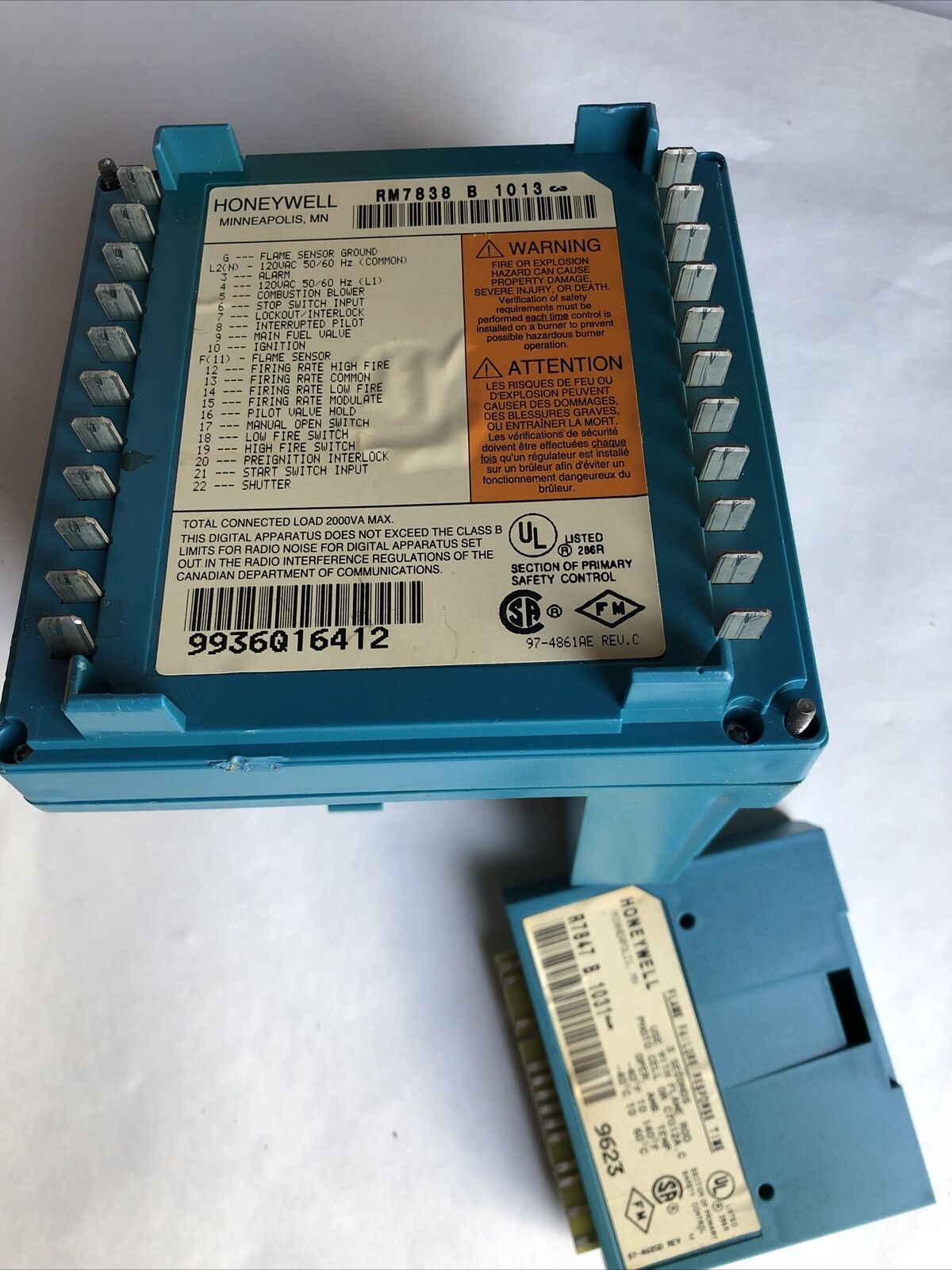 Honeywell Burner Control Rm7838 B 1013, Dynamic R7847 B 1031,St7800 A 1112,Fc