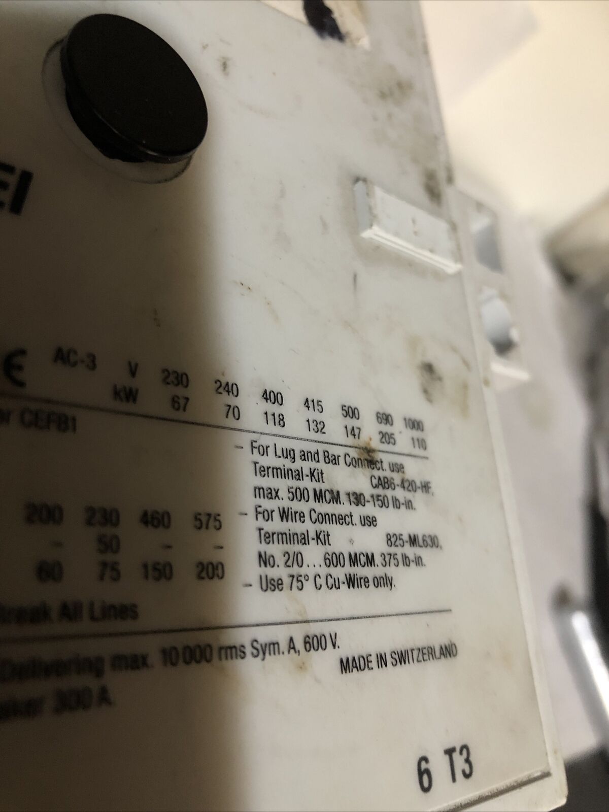 Allen Bradley Contactor Iec 110Kw 110/130Vac,A-B Cab6-210-Ei,11-10,208...277V,By