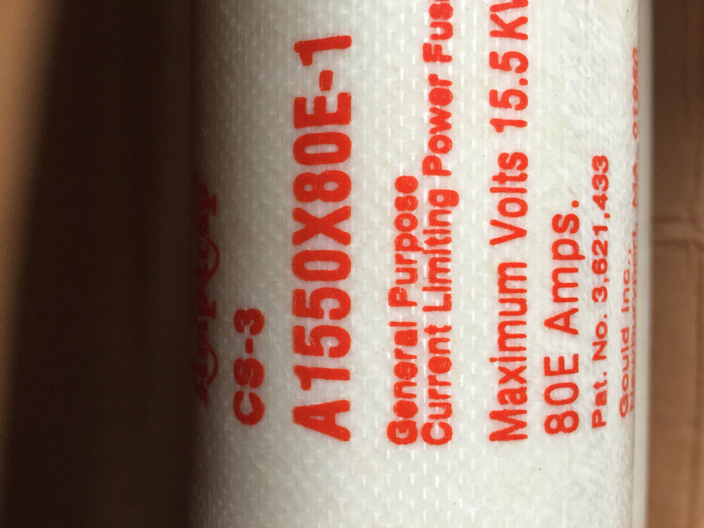 New Gould A1550x80e-1 Limiting Power Fuse,Cs-3, 3,621,433, 80E Amps 15.5Kv,Sl
