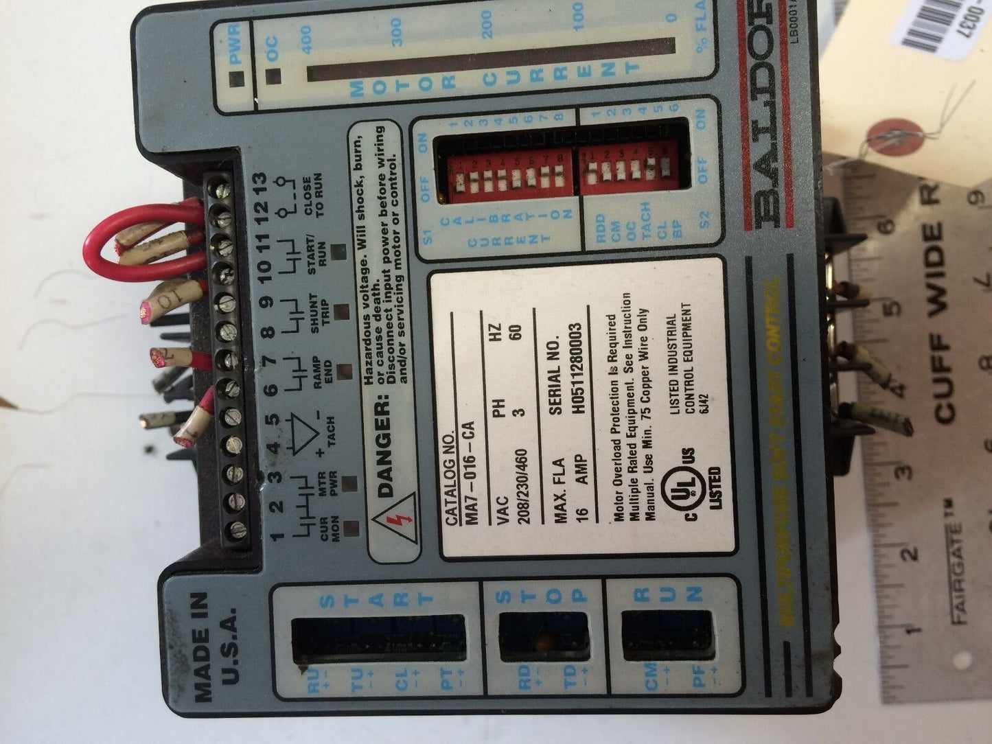Baldor Lb0001a04,Ma7-016-Ca Soft Start Control, 3-Ph,16 Amp,208-230/460 Vac,Tc