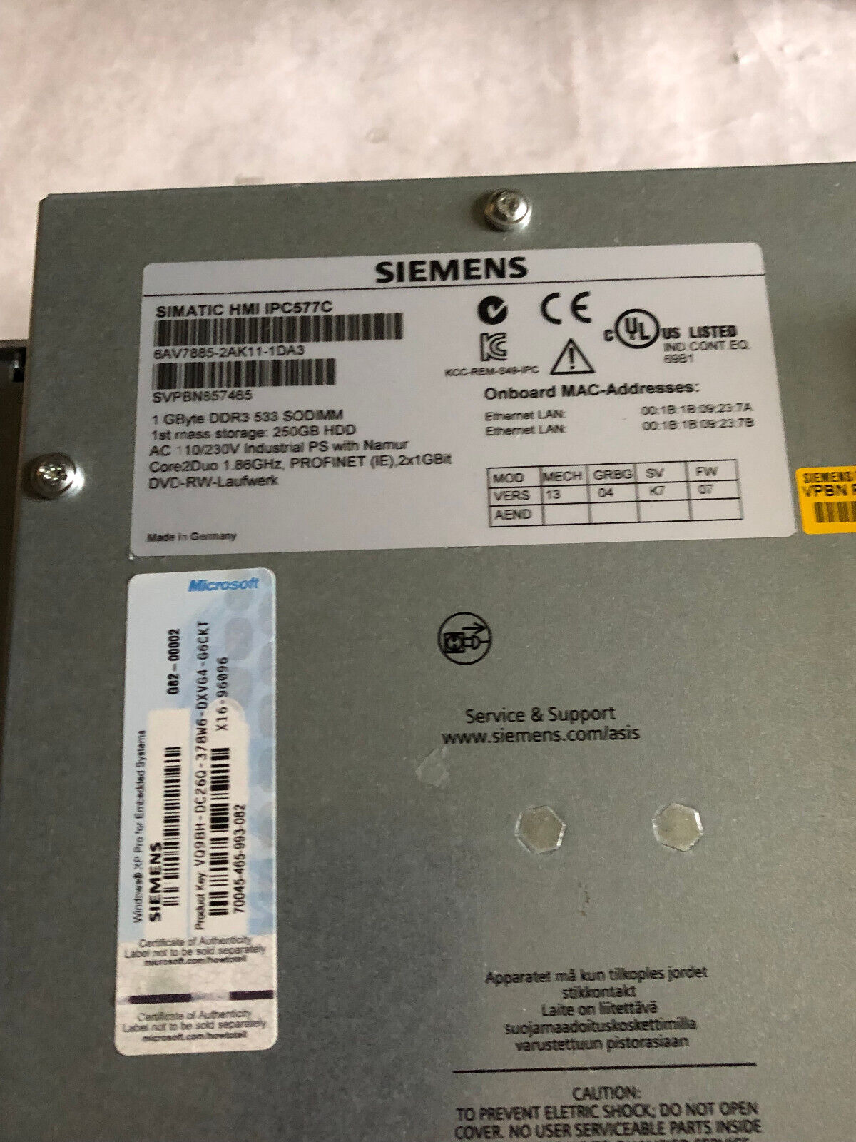 New Siemens 6Av7885-2Ak11-1Da3 Simatic Hmi Industrial Computer,Hmi Ipc577c,Ak