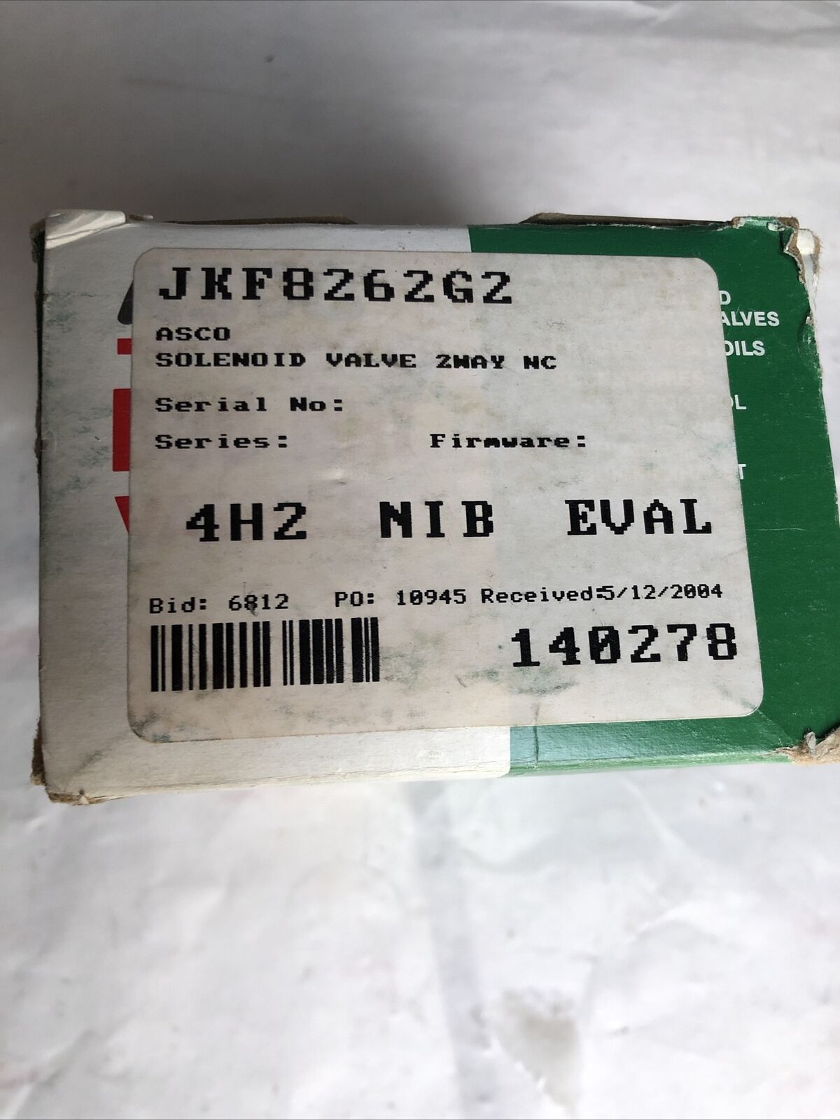 New Asco Jkf8262g2 Asco Solenoid Valve 2Way Nc 302014,110V,120V,Fa