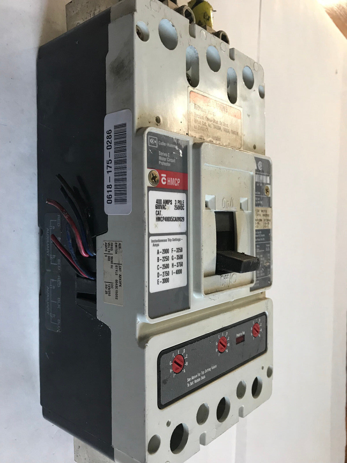 Cutler Hammer Hmcp400x5ca09s29 3 Pole Circuit Breaker,400A,600Vac,Chmcp,Hmcp,Sa