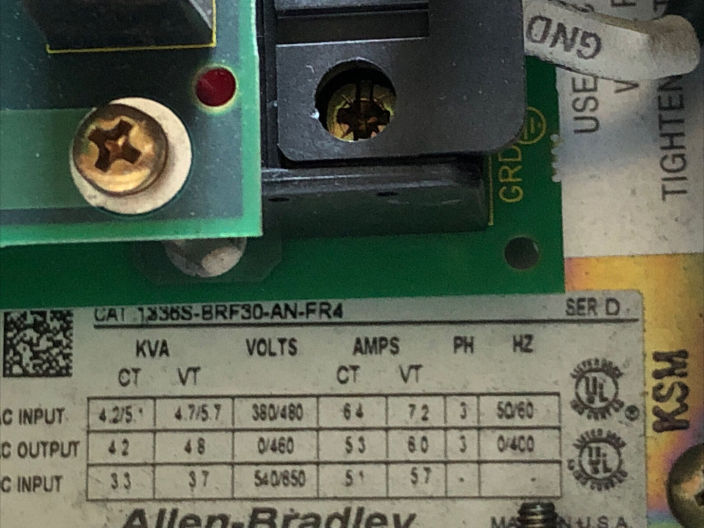 Allen Bradley 1336S-Brf30-An-Fr4 Drive,1336S-Fr4,1336Plus Sensorless,Dg