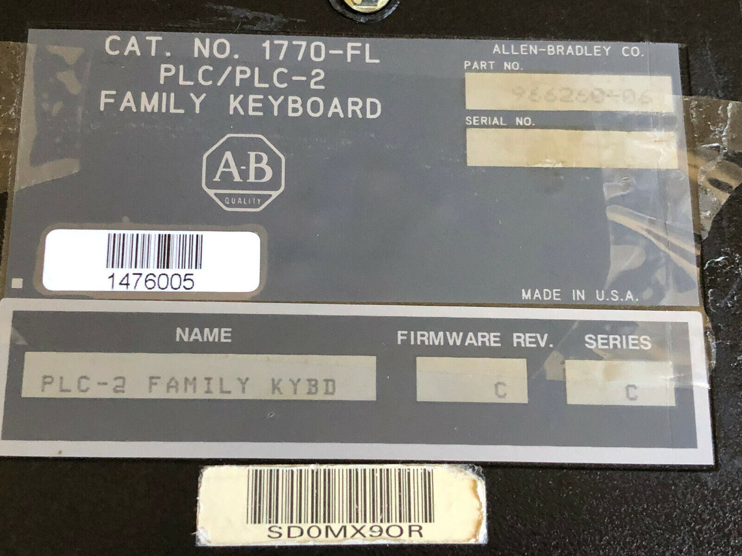 Allen Bradley 1770-Fe Plc-3,966270-02 Family Keyboard  Cat No 1770-Kcb,Ah
