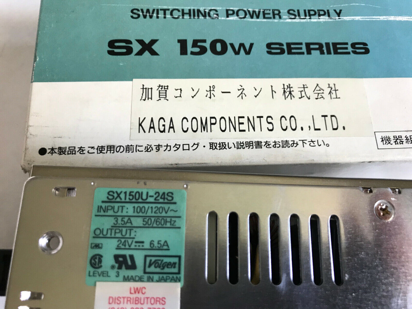 New Kaga Sx150u-24S Switching Power Supply, 24Vdc, 6.5A,Ae