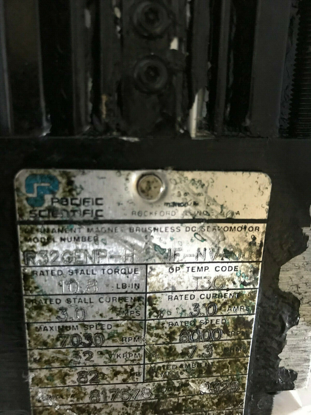 Pacific Scientific R32genp-Hs-Nf-Nv-00,R32genp Permanent Magnet Motor,7030Rpm,Th