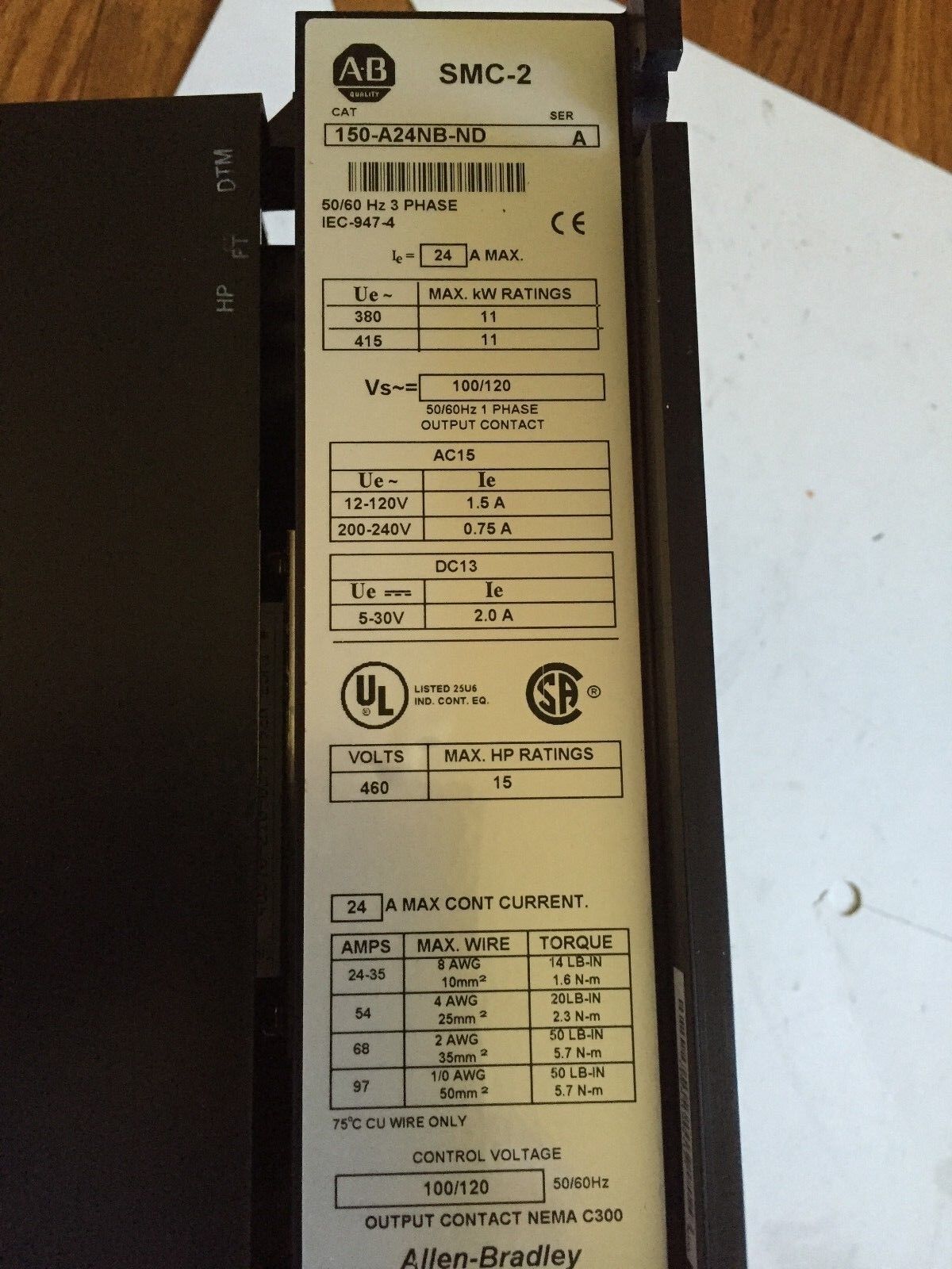 New Allen Bradley 150-A24nb-Nd A,Smc-2 Motor Controller,150A24nbnd,150 A24nb,Ea
