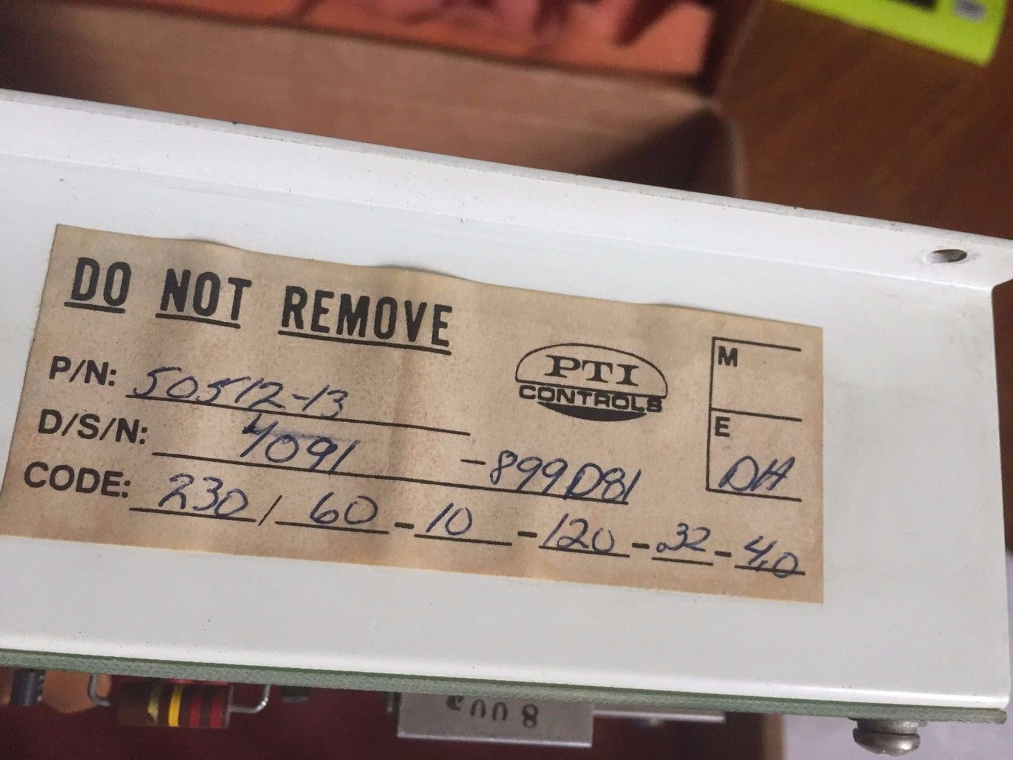 Pti Controls 50512-13 T,D/S/N 4091-899D81,50512-13 T,Spr 775088,Bos 577198,Ea